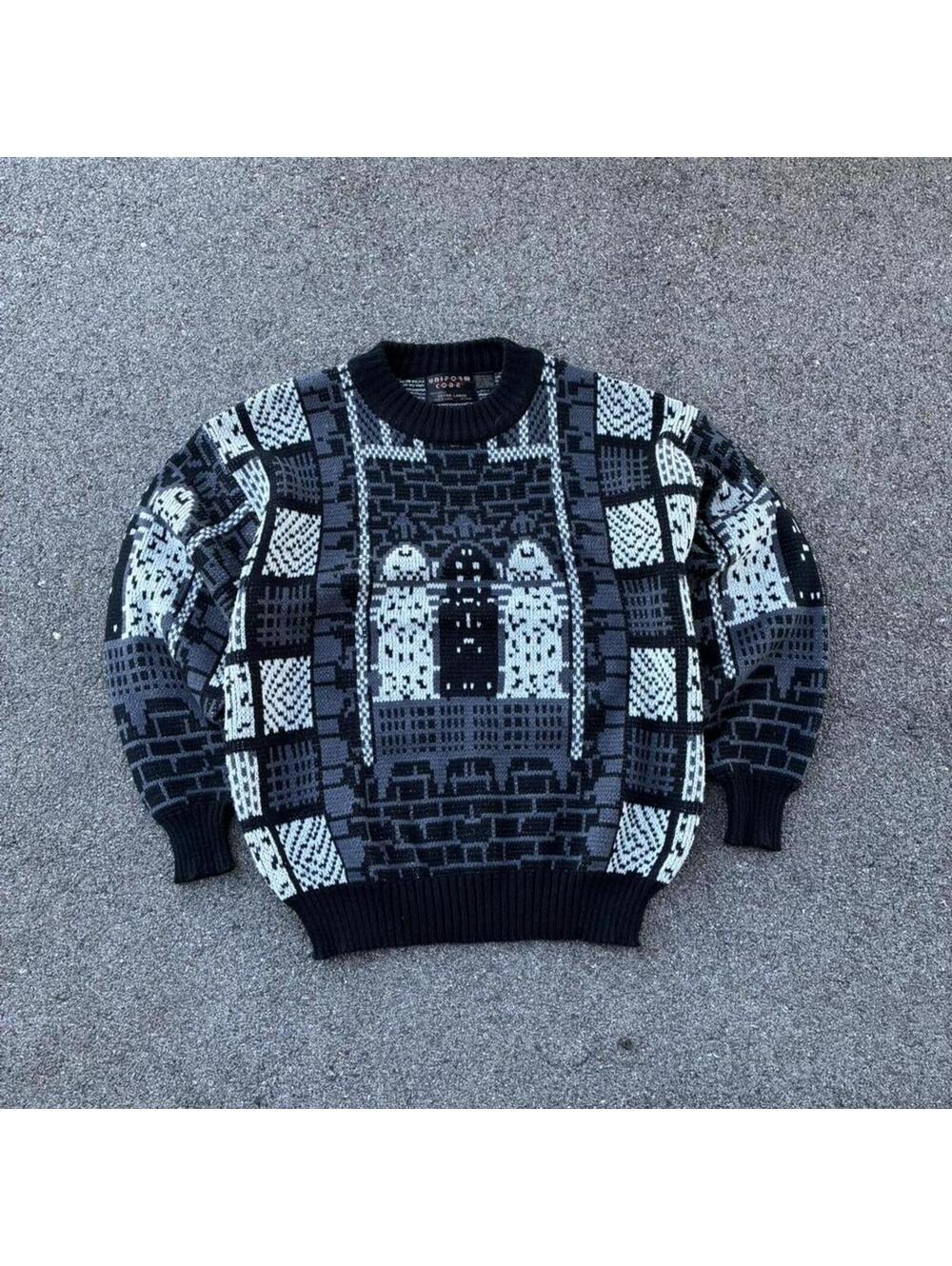 American Vintage Men's Black and Multi Jumper
